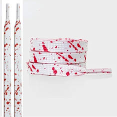 Світлі Шнурки з червоними розводами для кед і кросівок білі