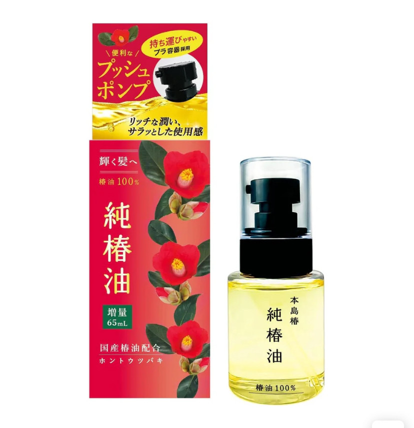 Honjima Tsubaki Pure Camellia Oil Push Type Олія камелії для волосся, обличчя та тіла, 65 мл