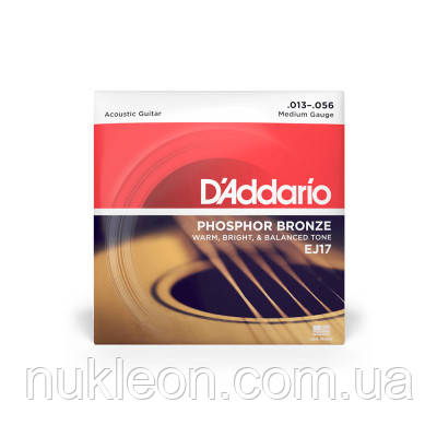 Популярний! Струни для гітари D&apos;Addario Phosphor Bronze Medium (13-56) (EJ17) - Краща якість тільки на Nukleon.com.ua