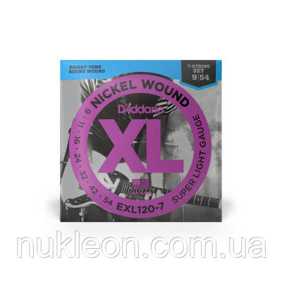 Популярний! Струни для гітари D'Addario XL Nickel Wound Super Light 7-String (09-54) (EXL120-7) - Краща якість тільки на