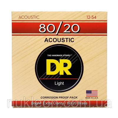 Популярний! Струни для гітари DR Strings HI-BEAM Acoustic 80/20 Bronze - Light (12-54) (HA-12) - Краща якість тільки на