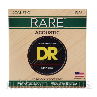 Популярний! Струни для гітари DR Strings RARE Acoustic Phosphor Bronze - Medium (13-56) (RPMH-13) - Краща якість тільки на