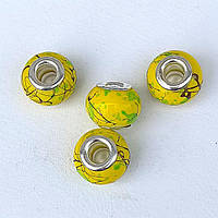 Намистини Шарм 3 шт 15х11 мм Скло Жовта Емаль