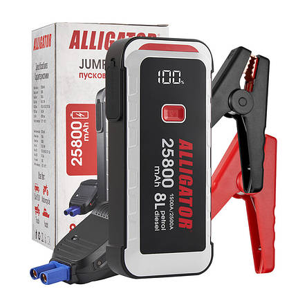 Пуско зарядное устройство (бустер) для АКБ ALLIGATOR JS847 1500A/2500A 25800mAh со Smart-клеммами, фото 1