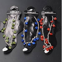 Браслет на ногу з акриловими сердечками на ланцюжку довжина 24 см