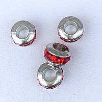 Намистини Шарм 6 шт 11х6 мм Колір Страз Червоний