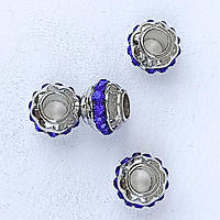 Намистини Шарм 6 шт 11х8 мм Колір Страз Синій