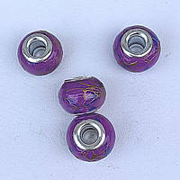 Намистини Шарм 3 шт 15х11 мм Скло Бузкова Емаль