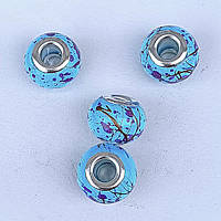 Намистини Шарм 3 шт 15х11 мм Скло Блакитна Емаль