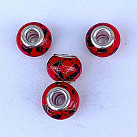 Намистини Шарм 3 шт 15х11 мм Скло Червона Емаль