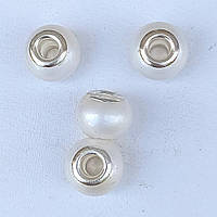 Намистини Шарм 3 шт 15х11 мм Скло Колір Білий Перламутр