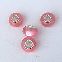 Намистини Шарм 3 шт 14х8 мм Скло Котяче Око Рожевий