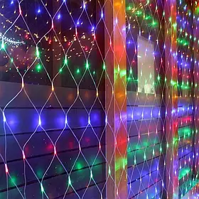 Гірлянда світлодіодна сітка 1,5*1,5 метра 96шт кольорова LED RGB (прозорий провід) KNZ