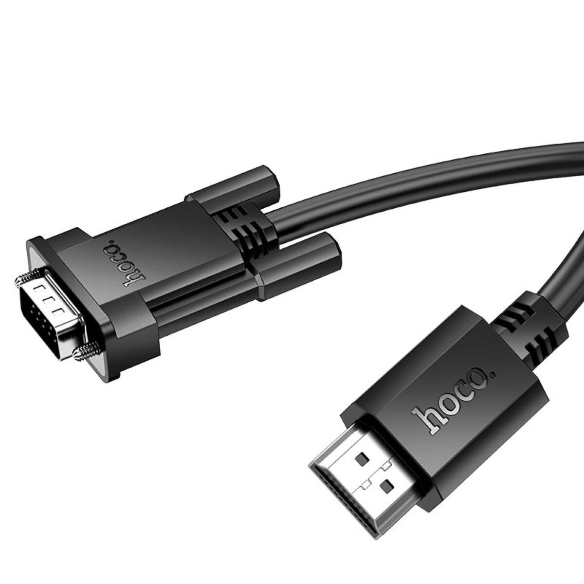 Кабель HOCO US12 HDTV male to VGA male HD data cable(L=2M) Black