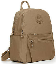 Рюкзак міський жіночий коричневий маленький тканинний два відділи і кишені на блискавках Jielshi 5293