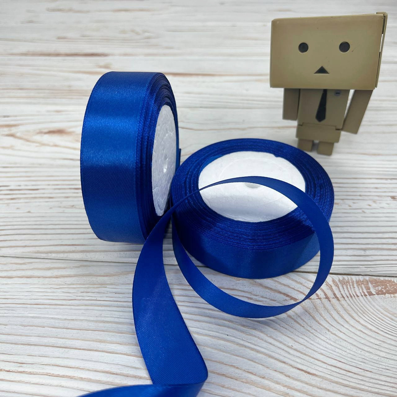 *5 рул* / Стрічка атласна / 2,5 см / Синя / 25 ярдів (22,86 м)