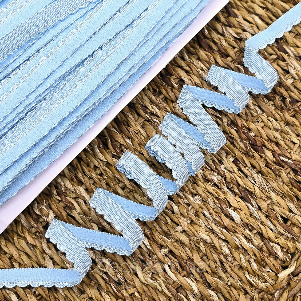 Станова гумка з фестоном "Хвиля" / колір НЕБЕСНО-БЛАКИТНИЙ / ширина 1 см / замовлення від 1 метра, фото 1