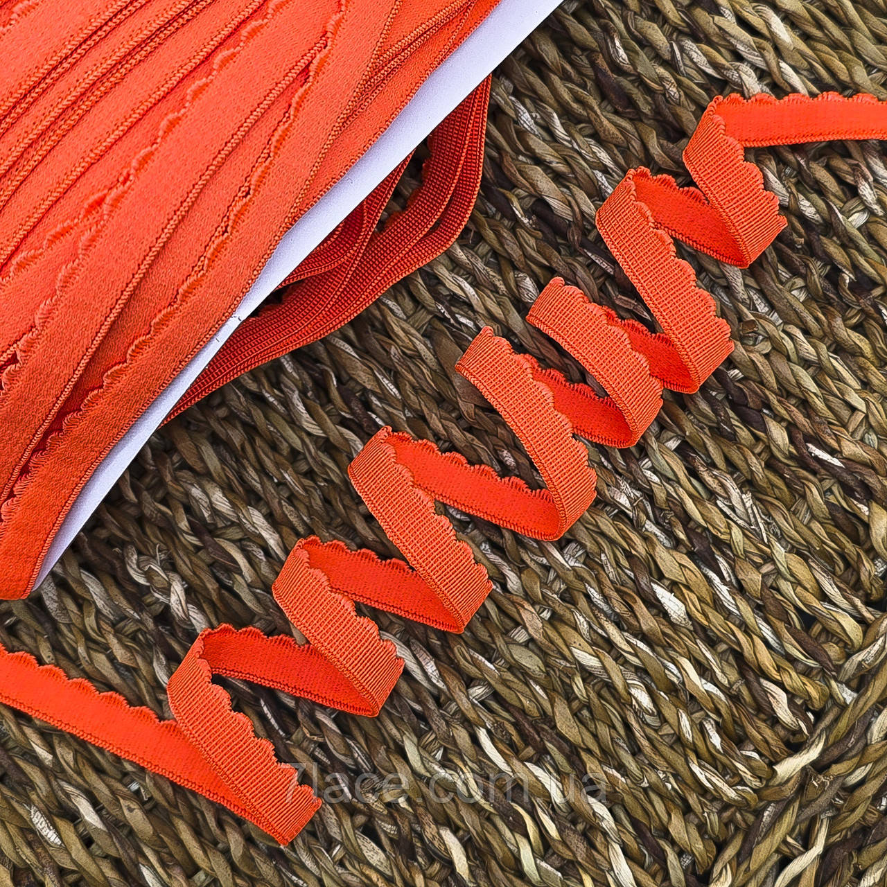 Станова гумка з фестоном "Хвиля" / колір ПОМАРАНЧЕВИЙ / ширина 1 см / замовлення від 1 метра, фото 1