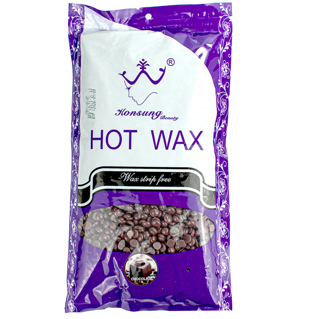Віск у гранулах  Konsung Hot Wax Beans 500гр аромат Шоколаду, віск для депіляції для воскоплаву плівковий віск гранули, фото 1