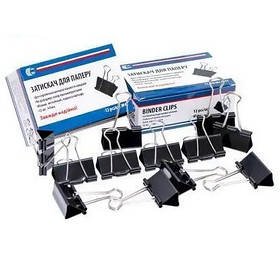 Біндер затискач для паперу 41мм 12шт чорний металевий офісний канцелярський "С" KNZ