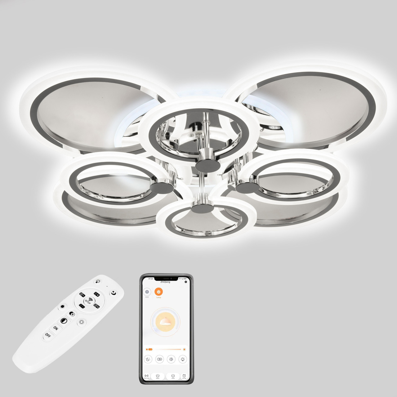 Стельова LED люстра, світлодіодний світильник хром Sunlight  5333/4+4 СR R