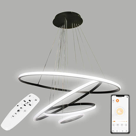 Стельова LED люстра, світлодіодний світильник чорна Sunlight 6026/2+4+6+8, фото 1