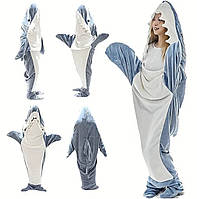 Пижама акула кигуруми 150-165 см для взрослых серо-синяя акула