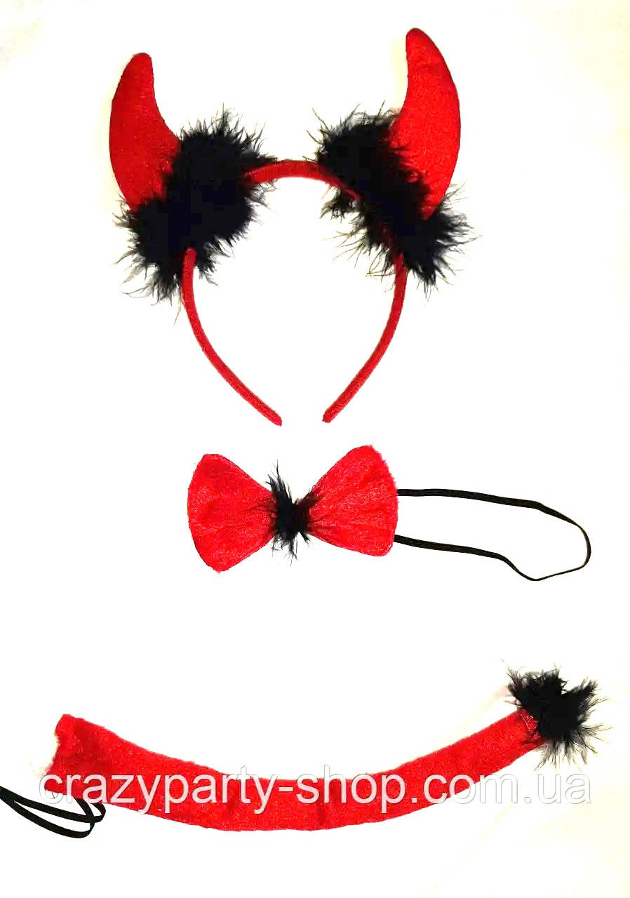 Карнавальний костюм Чорт Чортівка  Ріжки, хвіст метелик, фото 1