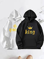 Парных худи для влюбленных с золотым принтом King & Queen