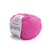 YarnArt JEANS (ЯрнАрт Джинс) № 42 яскраво рожевий (Пряжа напівбавовна, нитки для в'язання)