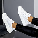Білі шкіряні базові жіночі кеди на липучках колір на вибір, фото 3