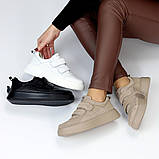 Білі шкіряні базові жіночі кеди на липучках колір на вибір, фото 10