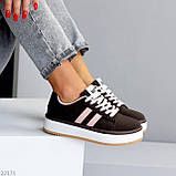 Щоденні міксові кеди колір шоколад з рожевими вставками, фото 4