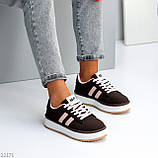 Щоденні міксові кеди колір шоколад з рожевими вставками, фото 8