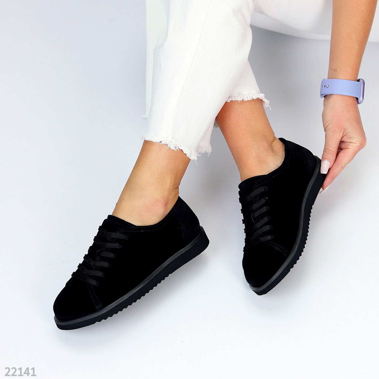 Комфортні чорні замшеві анатомічні кеди натуральна замша, фото 1