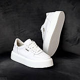 Стильні шкіряні білі кеди крипери натуральна шкіра з перфорацією, фото 4