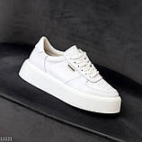 Стильні шкіряні білі кеди крипери натуральна шкіра з перфорацією, фото 5