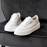 Стильні шкіряні білі кеди крипери натуральна шкіра з перфорацією, фото 6