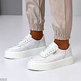 Стильні шкіряні білі кеди крипери натуральна шкіра з перфорацією, фото 8