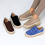 Яскраві замшеві сині кеди на липучках у стилі спорт-шик, фото 10