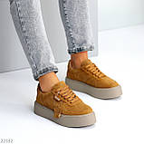 Стильні яскраві замшеві кеди крипери натуральна замша з перфорацією, фото 3
