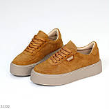 Стильні яскраві замшеві кеди крипери натуральна замша з перфорацією, фото 4