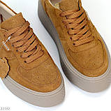 Стильні яскраві замшеві кеди крипери натуральна замша з перфорацією, фото 8