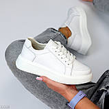 Модні білі шкіряні кеди крипери на шнурівці, натуральна шкіра колір на вибір, фото 2