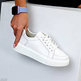 Модні білі шкіряні кеди крипери на шнурівці, натуральна шкіра колір на вибір, фото 5