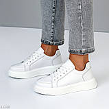 Модні білі шкіряні кеди крипери на шнурівці, натуральна шкіра колір на вибір, фото 7