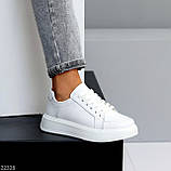 Модні білі шкіряні кеди крипери на шнурівці, натуральна шкіра колір на вибір, фото 8