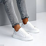 Модні білі шкіряні кеди крипери на шнурівці, натуральна шкіра колір на вибір, фото 9