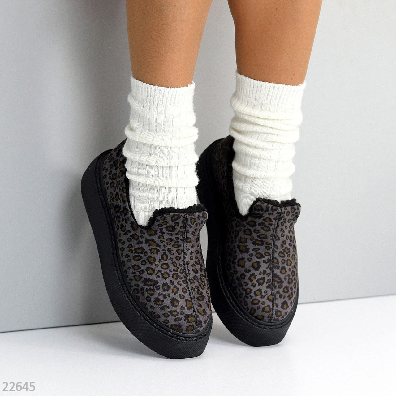 Теплі зручні сірі леопардові автоледі актуальний лаконічний дизайн, фото 1