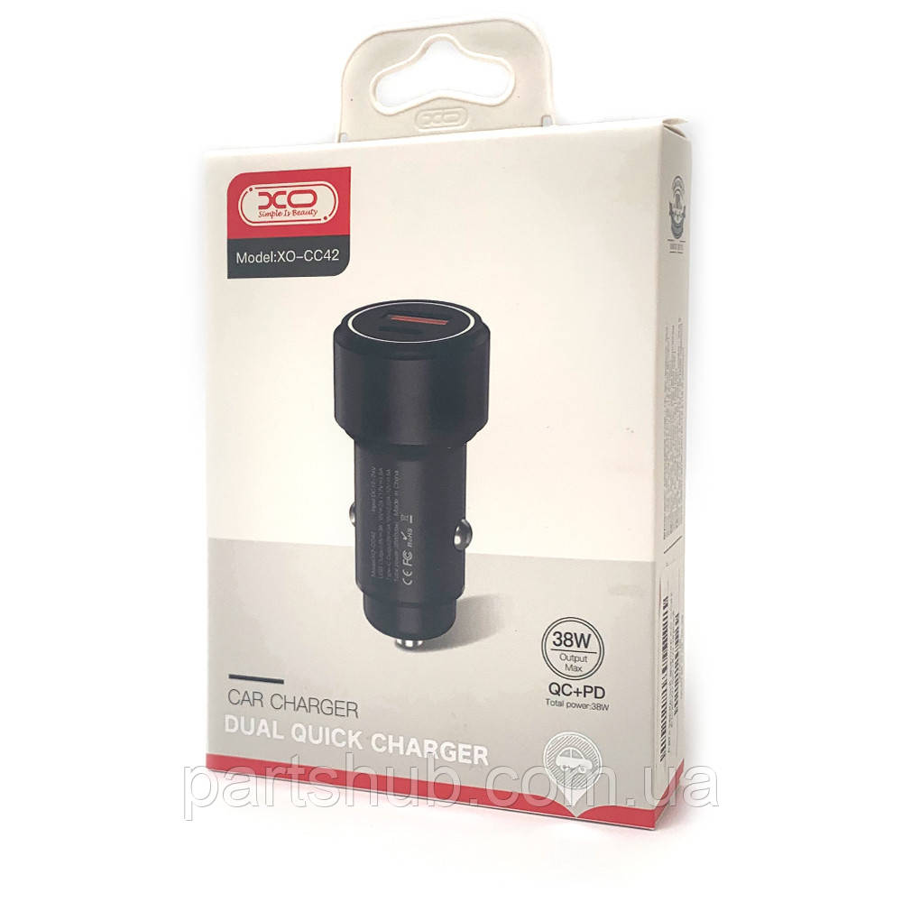 Авто зарядний адаптер XO CC42 PD20W+QC18W чорний